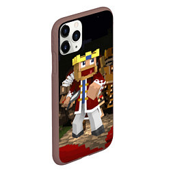 Чехол iPhone 11 Pro матовый Minecraft - warrior - video game - sword, цвет: 3D-коричневый — фото 2