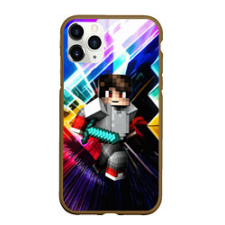 Чехол iPhone 11 Pro матовый Minecraft - warrior - sword, цвет: 3D-коричневый