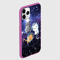 Чехол iPhone 11 Pro матовый Три котика в открытом космосе, цвет: 3D-фиолетовый — фото 2