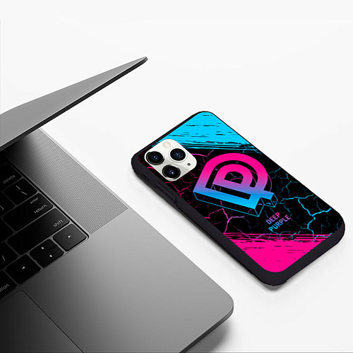 Чехол iPhone 11 Pro матовый Deep Purple - neon gradient / 3D-Черный – фото 3