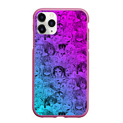 Чехол iPhone 11 Pro матовый Ахегао девушки градиент, цвет: 3D-малиновый