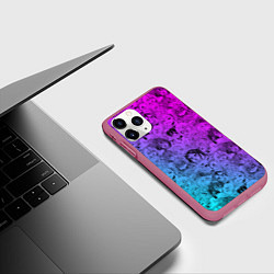 Чехол iPhone 11 Pro матовый Ахегао девушки градиент, цвет: 3D-малиновый — фото 2
