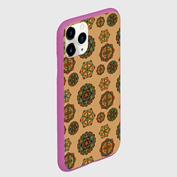 Чехол iPhone 11 Pro матовый Мандалы на бежевом фоне, цвет: 3D-фиолетовый — фото 2
