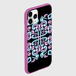 Чехол iPhone 11 Pro матовый Неоновый узор, цвет: 3D-фиолетовый — фото 2