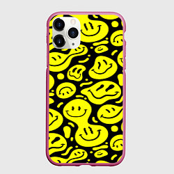 Чехол iPhone 11 Pro матовый Кислотный желтый смайлик, цвет: 3D-малиновый