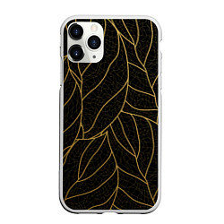 Чехол iPhone 11 Pro матовый Золотые листья градиент, цвет: 3D-белый