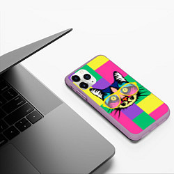 Чехол iPhone 11 Pro матовый Кот в стиле поп-арт, цвет: 3D-сиреневый — фото 2