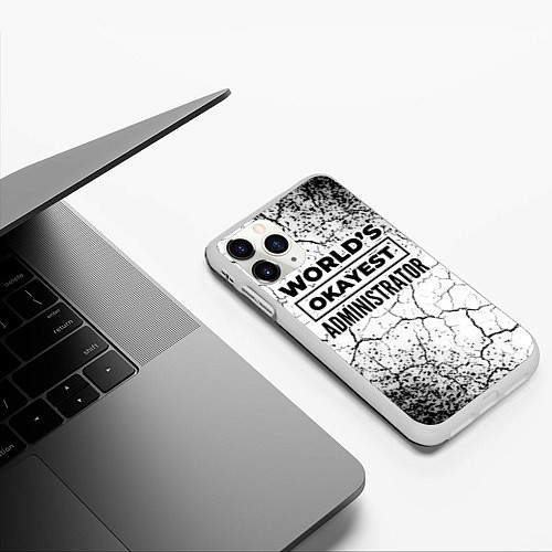 Чехол iPhone 11 Pro матовый Worlds okayest administrator - white / 3D-Белый – фото 3