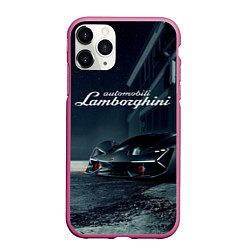 Чехол iPhone 11 Pro матовый Lamborghini - power - Italy, цвет: 3D-малиновый