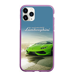 Чехол iPhone 11 Pro матовый Ламборджини на берегу океана, цвет: 3D-фиолетовый