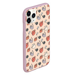 Чехол iPhone 11 Pro матовый Коты рисованные, цвет: 3D-розовый — фото 2