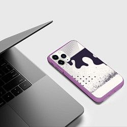 Чехол iPhone 11 Pro матовый Абстрактные и тёмные точки и краски, цвет: 3D-фиолетовый — фото 2
