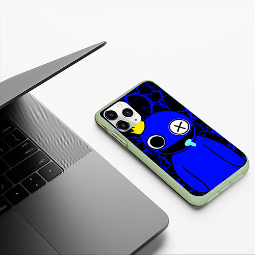 Чехол iPhone 11 Pro матовый Радужные друзья - персонаж Синий / 3D-Салатовый – фото 3