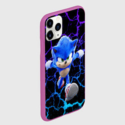 Чехол iPhone 11 Pro матовый Sonic неоновый мрамор, цвет: 3D-фиолетовый — фото 2