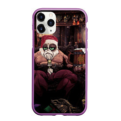 Чехол iPhone 11 Pro матовый Плохой Санта Кот, цвет: 3D-фиолетовый