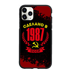 Чехол iPhone 11 Pro матовый Сделано в 1987 году в СССР и желтый серп и молот, цвет: 3D-черный