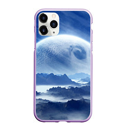 Чехол iPhone 11 Pro матовый Mountains - fantasy planet, цвет: 3D-сиреневый