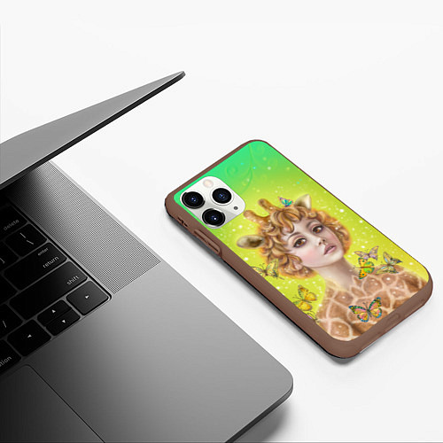 Чехол iPhone 11 Pro матовый Фэнтези эльф жираф / 3D-Коричневый – фото 3