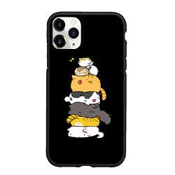 Чехол iPhone 11 Pro матовый Кавайные котики, цвет: 3D-черный