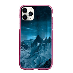 Чехол iPhone 11 Pro матовый Снежные горные вершины, цвет: 3D-малиновый
