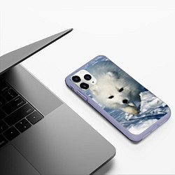 Чехол iPhone 11 Pro матовый Песец, цвет: 3D-светло-сиреневый — фото 2