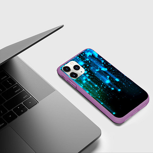 Чехол iPhone 11 Pro матовый Space - starfall / 3D-Фиолетовый – фото 3