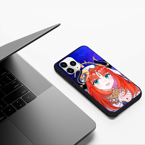 Чехол iPhone 11 Pro матовый Нилу Genshin Impact / 3D-Черный – фото 3