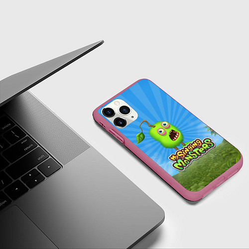 Чехол iPhone 11 Pro матовый My Singin Monsters - Зерномех / 3D-Малиновый – фото 3