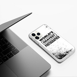 Чехол iPhone 11 Pro матовый Worlds okayest photographer - white, цвет: 3D-белый — фото 2
