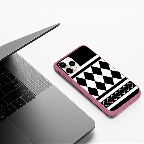 Чехол iPhone 11 Pro матовый Узор Кена Рюгуджи / 3D-Малиновый – фото 3