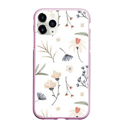 Чехол iPhone 11 Pro матовый Цветочный Узор, цвет: 3D-розовый