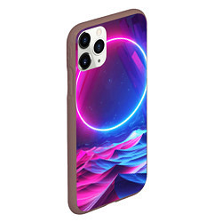 Чехол iPhone 11 Pro матовый Круг и разноцветные кристаллы - vaporwave, цвет: 3D-коричневый — фото 2