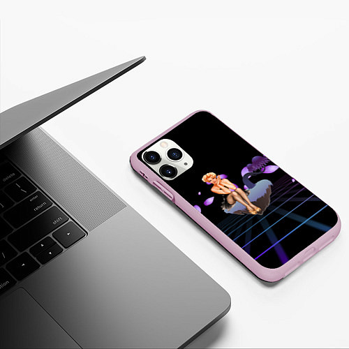 Чехол iPhone 11 Pro матовый Ретро девушка на острове / 3D-Розовый – фото 3
