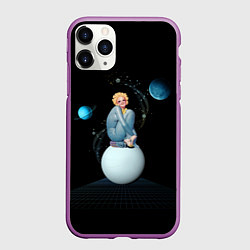 Чехол iPhone 11 Pro матовый Pinup женщина на Луне, цвет: 3D-фиолетовый