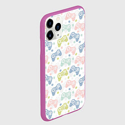 Чехол iPhone 11 Pro матовый Геймпад в горошек, цвет: 3D-фиолетовый — фото 2