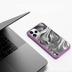 Чехол iPhone 11 Pro матовый Плавленное серебро, цвет: 3D-фиолетовый — фото 2
