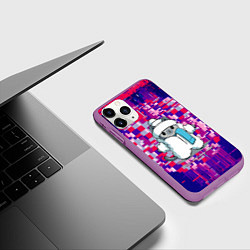 Чехол iPhone 11 Pro матовый Кот потерял своего друга - кролика, цвет: 3D-фиолетовый — фото 2