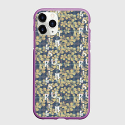 Чехол iPhone 11 Pro матовый Цветы и буквы гранж, цвет: 3D-фиолетовый