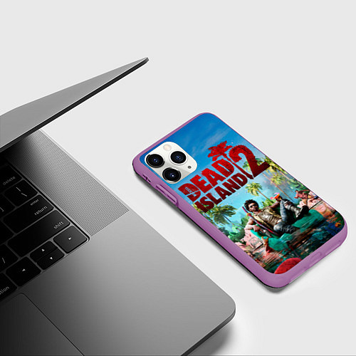 Чехол iPhone 11 Pro матовый Dead island two / 3D-Фиолетовый – фото 3
