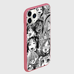 Чехол iPhone 11 Pro матовый Ахегао паттерн, цвет: 3D-малиновый — фото 2