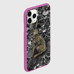 Чехол iPhone 11 Pro матовый Металлический заяц - стимпанк, цвет: 3D-фиолетовый — фото 2