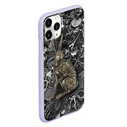 Чехол iPhone 11 Pro матовый Металлический заяц - стимпанк, цвет: 3D-светло-сиреневый — фото 2