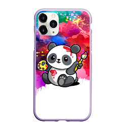 Чехол iPhone 11 Pro матовый Милый пандёныш - великий художник, цвет: 3D-светло-сиреневый