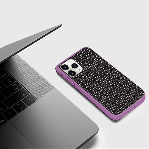 Чехол iPhone 11 Pro матовый Звёзды большие и маленькие / 3D-Фиолетовый – фото 3