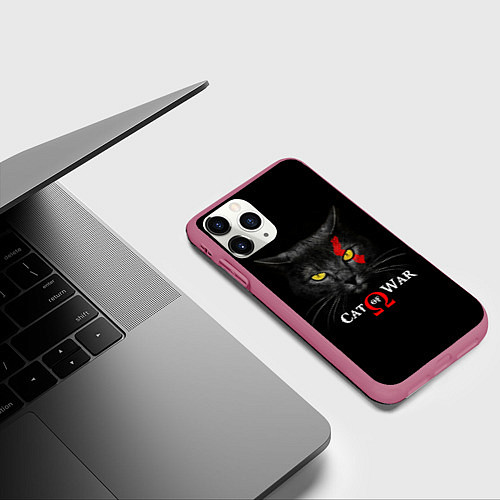 Чехол iPhone 11 Pro матовый Cat of war collab / 3D-Малиновый – фото 3