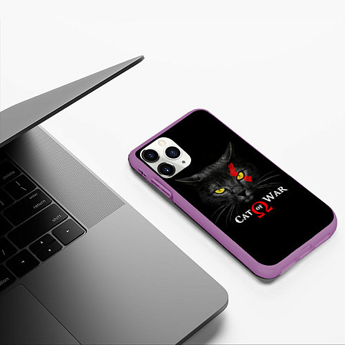 Чехол iPhone 11 Pro матовый Cat of war collab / 3D-Фиолетовый – фото 3