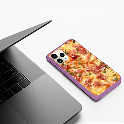 Чехол iPhone 11 Pro матовый Вкусная пицца, цвет: 3D-фиолетовый — фото 2