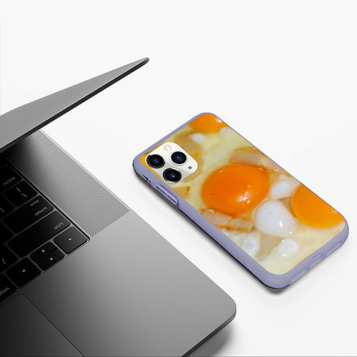 Чехол iPhone 11 Pro матовый Яичница с салом / 3D-Светло-сиреневый – фото 3