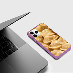 Чехол iPhone 11 Pro матовый Пельмени, цвет: 3D-фиолетовый — фото 2