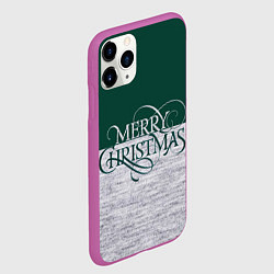 Чехол iPhone 11 Pro матовый Merry Christmas зелёный, цвет: 3D-фиолетовый — фото 2